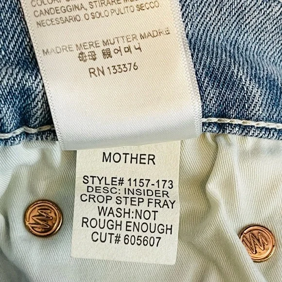 Mother The Dazzler Shift Not Rough Enough Insider Crop Step Fray Size 28 Blue - Picture 8 of 11